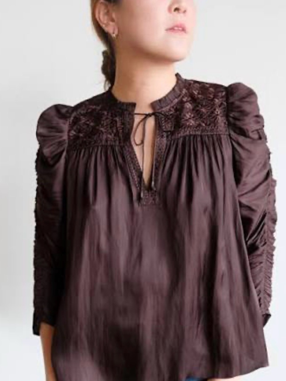Luxurious Ulla Johnson Lisa’s blouse Brown Embroidered top